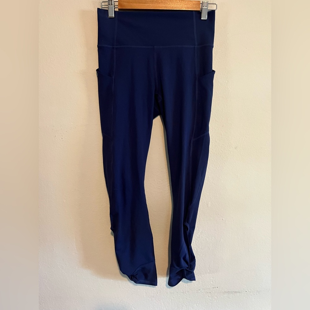 3/$20 FABLETICS Blue PureLuxe High Rise Cropped Leggings Small Yoga Activewear